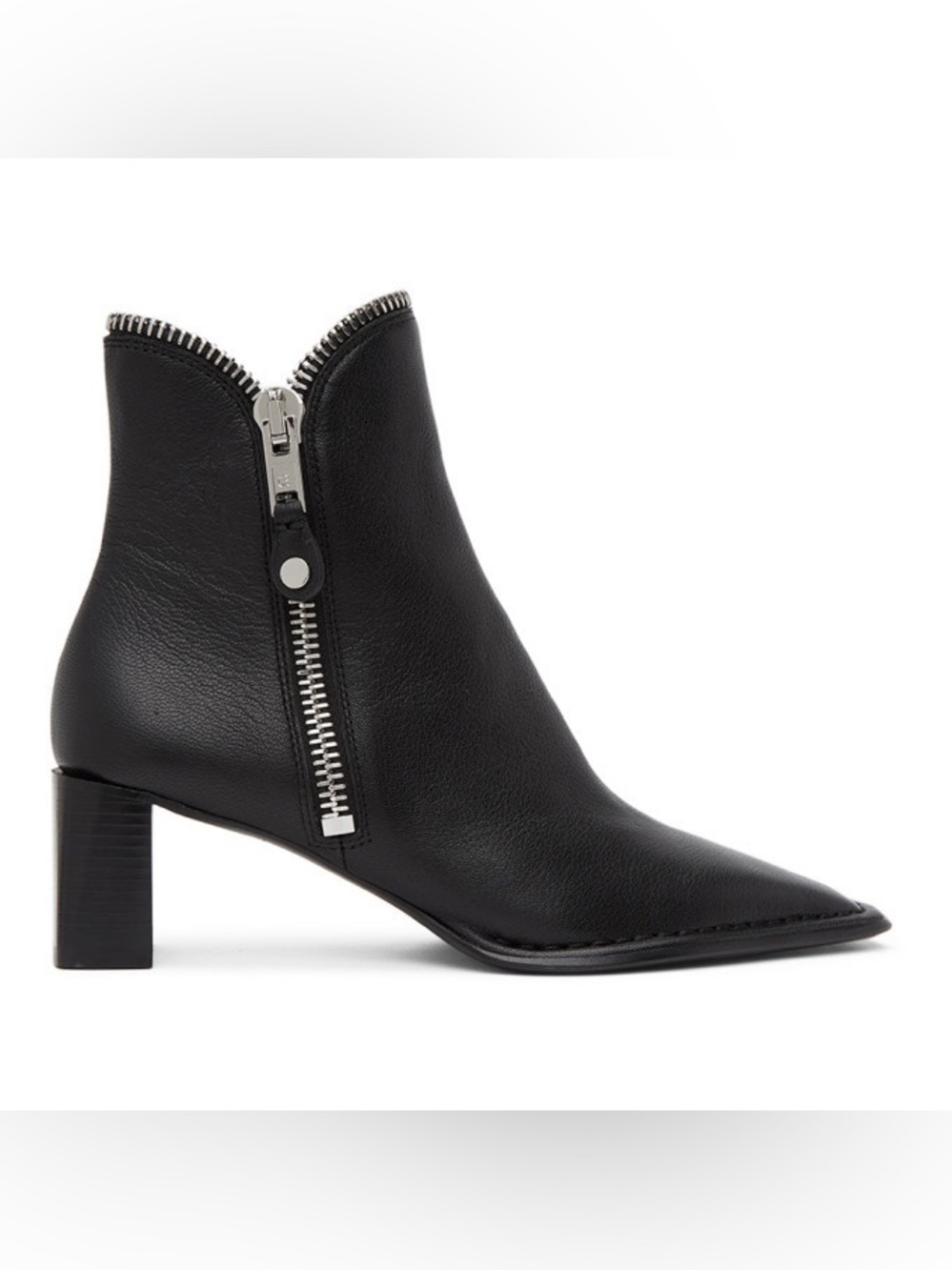 Alexander Wang Black Leather Zip Front Ankle Boots Size 37.5 / US 7.5